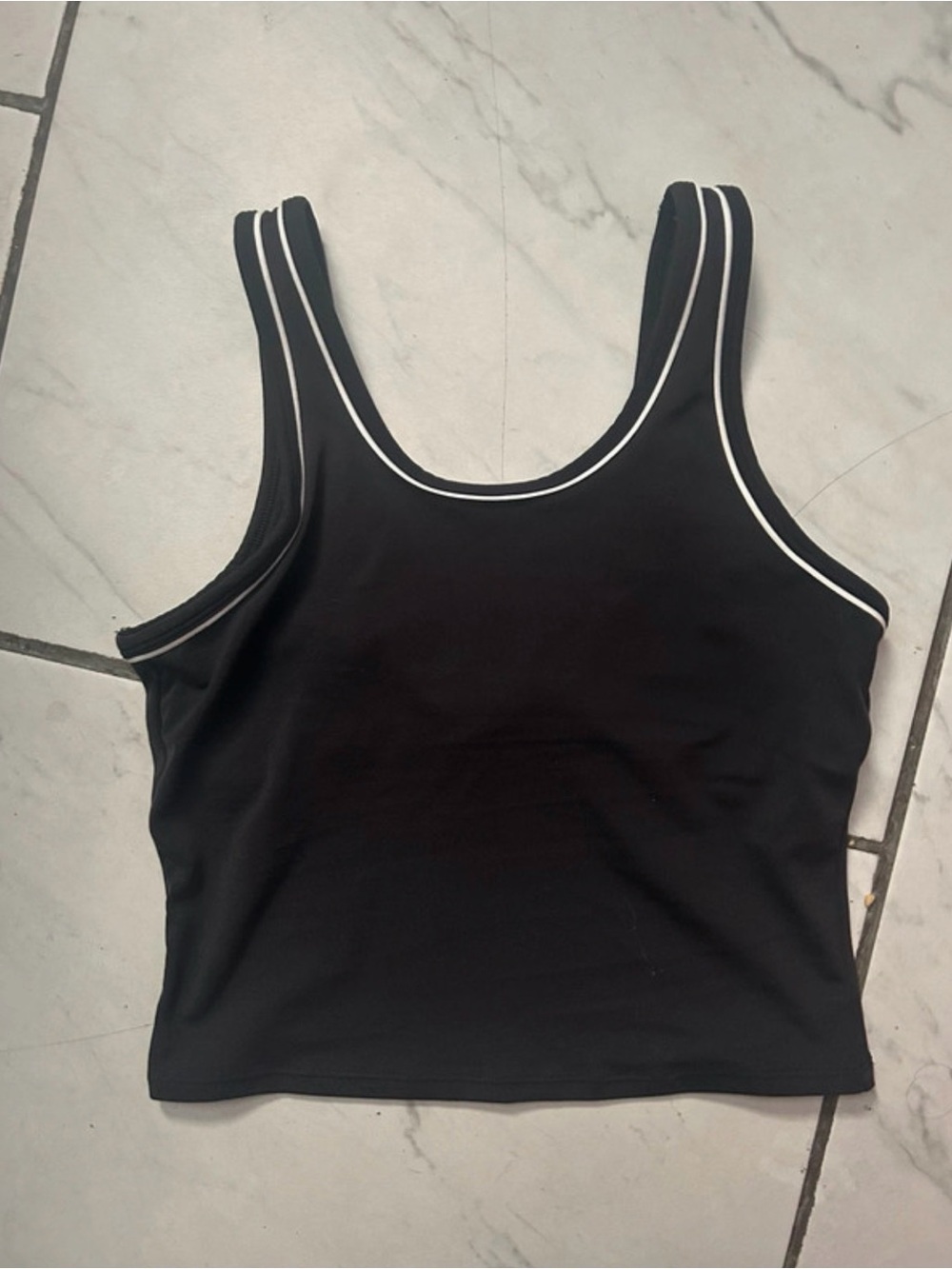 Target Black Crop Tank with White Piping